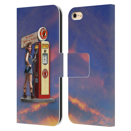 Larry Grossman Retro Collection Gasoline Girl Leather Book Wallet Case Cover For Apple iPhone 6 / iPhone 6s