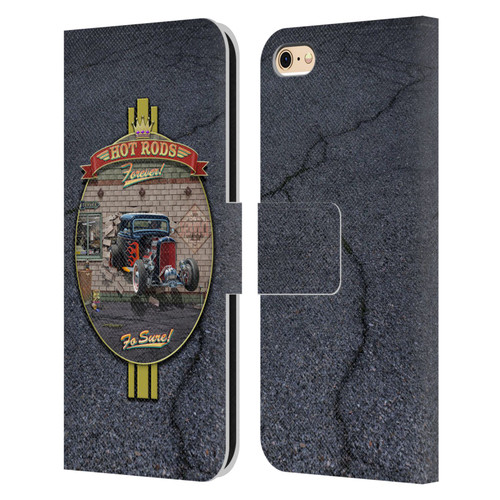 Larry Grossman Retro Collection Hot Rods Forever Leather Book Wallet Case Cover For Apple iPhone 6 / iPhone 6s