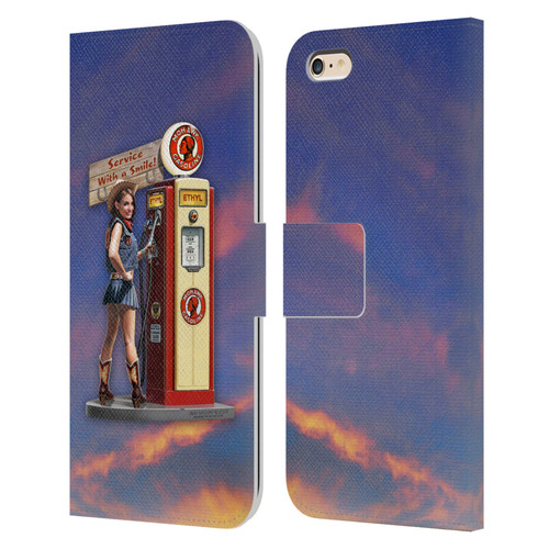 Larry Grossman Retro Collection Gasoline Girl Leather Book Wallet Case Cover For Apple iPhone 6 Plus / iPhone 6s Plus