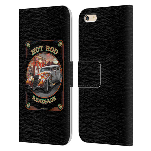 Larry Grossman Retro Collection Hot Rod Renegade Leather Book Wallet Case Cover For Apple iPhone 6 Plus / iPhone 6s Plus