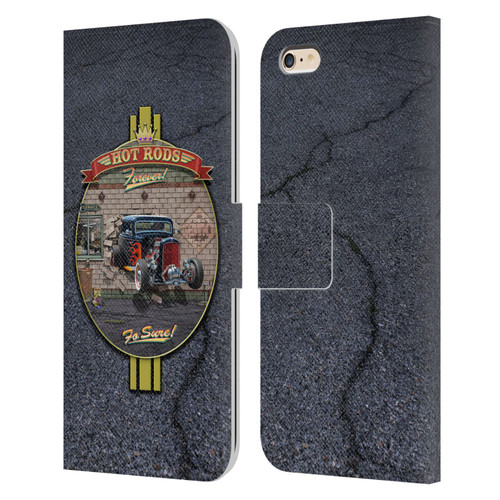 Larry Grossman Retro Collection Hot Rods Forever Leather Book Wallet Case Cover For Apple iPhone 6 Plus / iPhone 6s Plus