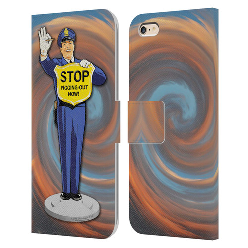 Larry Grossman Retro Collection Stop Pigging Out Leather Book Wallet Case Cover For Apple iPhone 6 Plus / iPhone 6s Plus