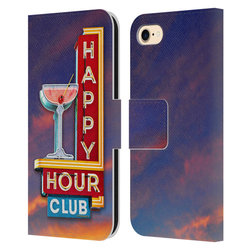 Larry Grossman Retro Collection Happy Hour Club Leather Book Wallet Case Cover For Apple iPhone 7 / 8 / SE 2020 & 2022