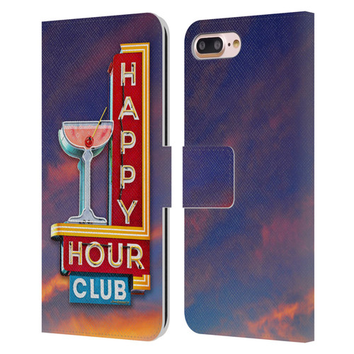 Larry Grossman Retro Collection Happy Hour Club Leather Book Wallet Case Cover For Apple iPhone 7 Plus / iPhone 8 Plus