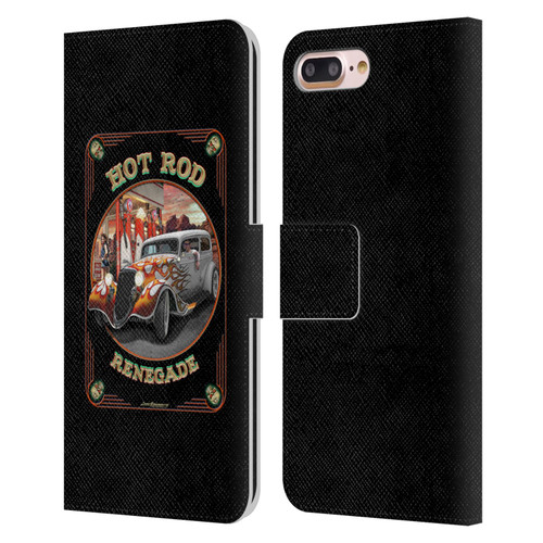 Larry Grossman Retro Collection Hot Rod Renegade Leather Book Wallet Case Cover For Apple iPhone 7 Plus / iPhone 8 Plus