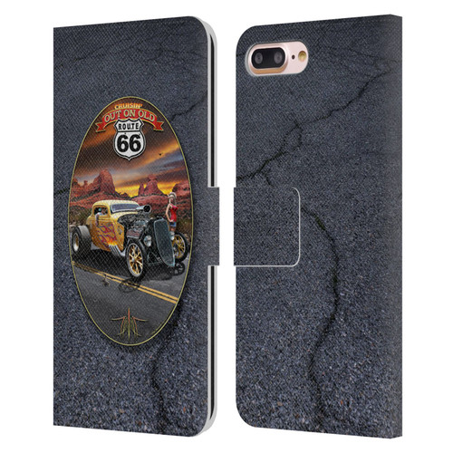 Larry Grossman Retro Collection Route 66 Hot Rod Coupe Leather Book Wallet Case Cover For Apple iPhone 7 Plus / iPhone 8 Plus