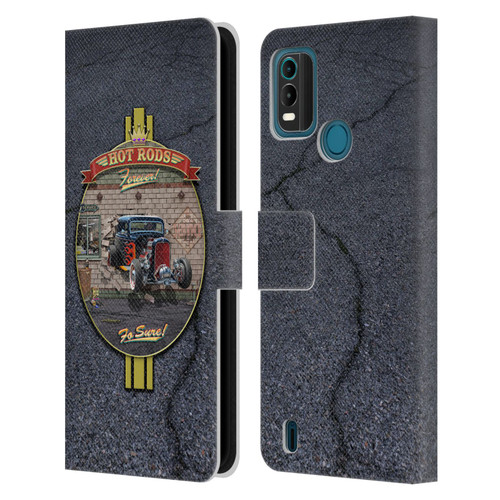 Larry Grossman Retro Collection Hot Rods Forever Leather Book Wallet Case Cover For Nokia G11 Plus