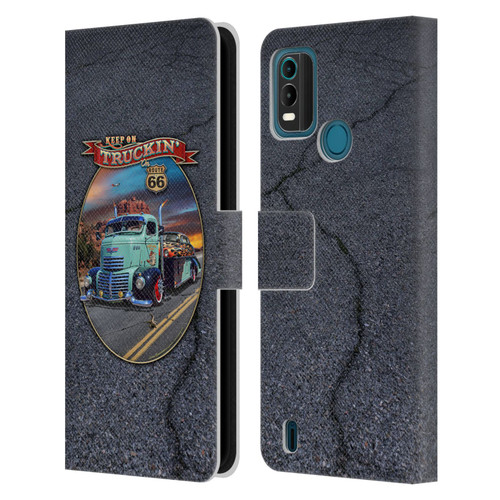 Larry Grossman Retro Collection Keep on Truckin' Rt. 66 Leather Book Wallet Case Cover For Nokia G11 Plus