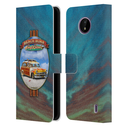 Larry Grossman Retro Collection Beach Bums Surf Patrol Leather Book Wallet Case Cover For Nokia C10 / C20