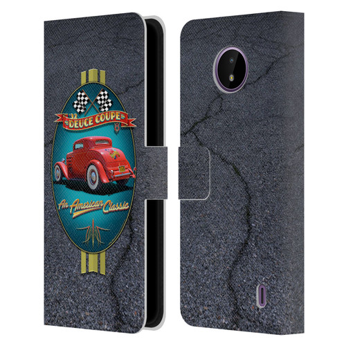 Larry Grossman Retro Collection Deuce Coupe Classic Leather Book Wallet Case Cover For Nokia C10 / C20