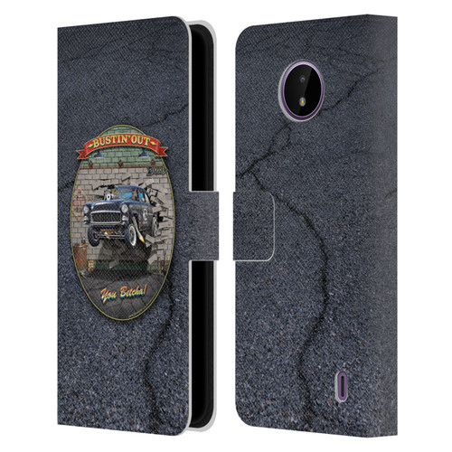 Larry Grossman Retro Collection Bustin' Out '55 Gasser Leather Book Wallet Case Cover For Nokia C10 / C20