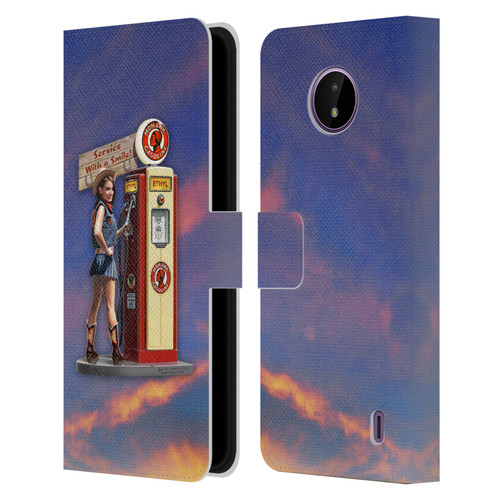 Larry Grossman Retro Collection Gasoline Girl Leather Book Wallet Case Cover For Nokia C10 / C20