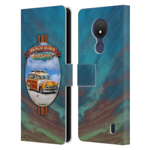 Larry Grossman Retro Collection Beach Bums Surf Patrol Leather Book Wallet Case Cover For Nokia C21