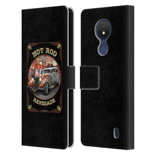 Larry Grossman Retro Collection Hot Rod Renegade Leather Book Wallet Case Cover For Nokia C21