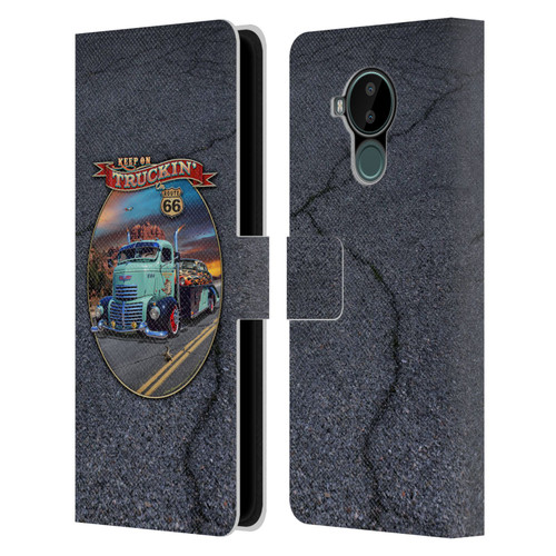 Larry Grossman Retro Collection Keep on Truckin' Rt. 66 Leather Book Wallet Case Cover For Nokia C30