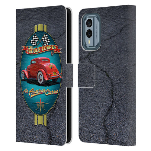 Larry Grossman Retro Collection Deuce Coupe Classic Leather Book Wallet Case Cover For Nokia X30