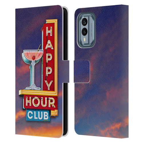 Larry Grossman Retro Collection Happy Hour Club Leather Book Wallet Case Cover For Nokia X30