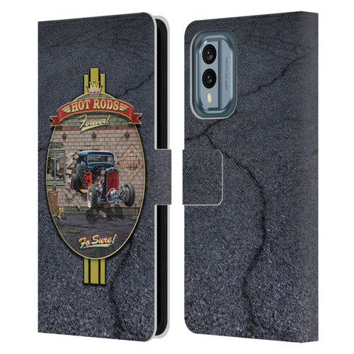 Larry Grossman Retro Collection Hot Rods Forever Leather Book Wallet Case Cover For Nokia X30