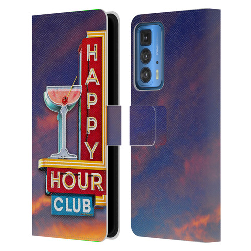 Larry Grossman Retro Collection Happy Hour Club Leather Book Wallet Case Cover For Motorola Edge (2022)