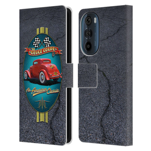 Larry Grossman Retro Collection Deuce Coupe Classic Leather Book Wallet Case Cover For Motorola Edge 30