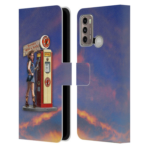 Larry Grossman Retro Collection Gasoline Girl Leather Book Wallet Case Cover For Motorola Moto G60 / Moto G40 Fusion