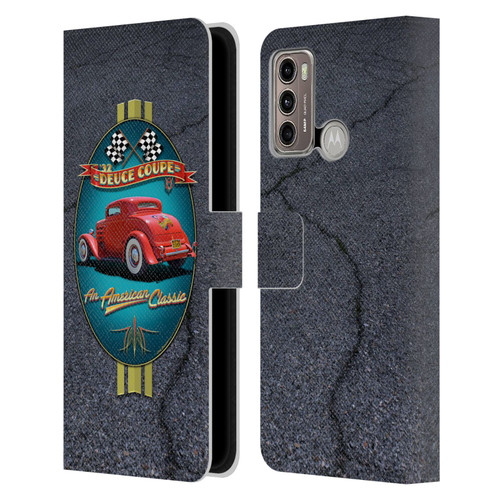 Larry Grossman Retro Collection Deuce Coupe Classic Leather Book Wallet Case Cover For Motorola Moto G60 / Moto G40 Fusion