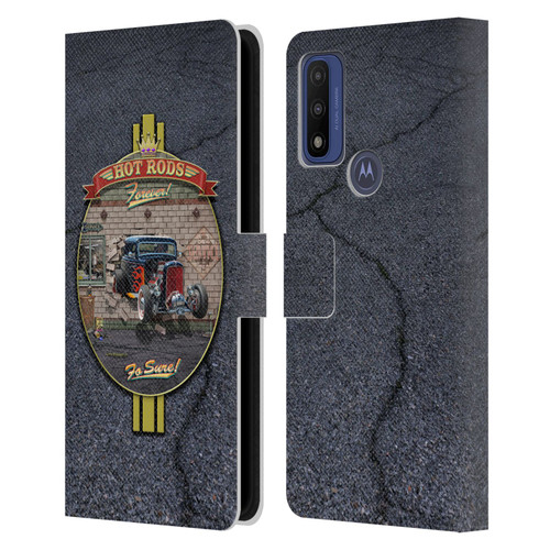 Larry Grossman Retro Collection Hot Rods Forever Leather Book Wallet Case Cover For Motorola G Pure