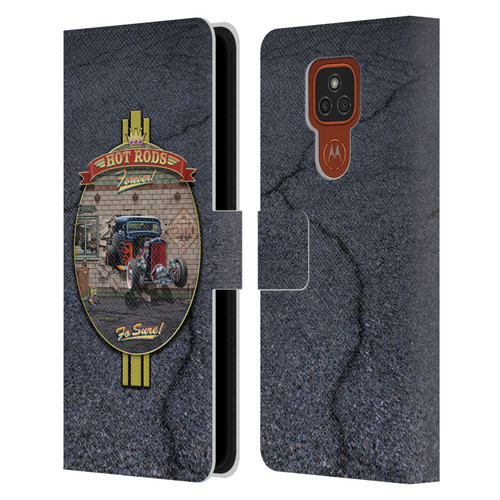 Larry Grossman Retro Collection Hot Rods Forever Leather Book Wallet Case Cover For Motorola Moto E7 Plus