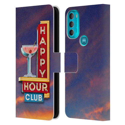 Larry Grossman Retro Collection Happy Hour Club Leather Book Wallet Case Cover For Motorola Moto G71 5G