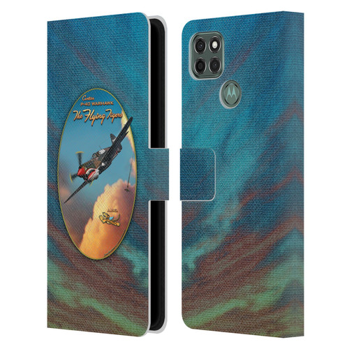 Larry Grossman Retro Collection P-40 Warhawk Flying Tiger Leather Book Wallet Case Cover For Motorola Moto G9 Power
