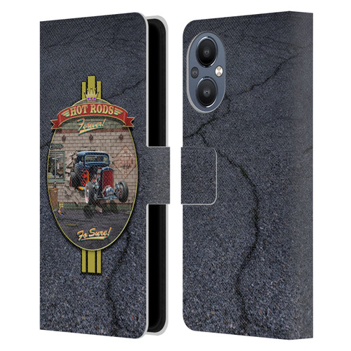 Larry Grossman Retro Collection Hot Rods Forever Leather Book Wallet Case Cover For OnePlus Nord N20 5G
