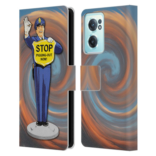 Larry Grossman Retro Collection Stop Pigging Out Leather Book Wallet Case Cover For OnePlus Nord CE 2 5G