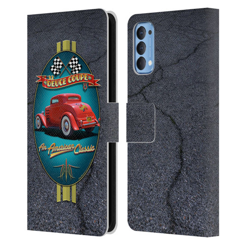 Larry Grossman Retro Collection Deuce Coupe Classic Leather Book Wallet Case Cover For OPPO Reno 4 5G