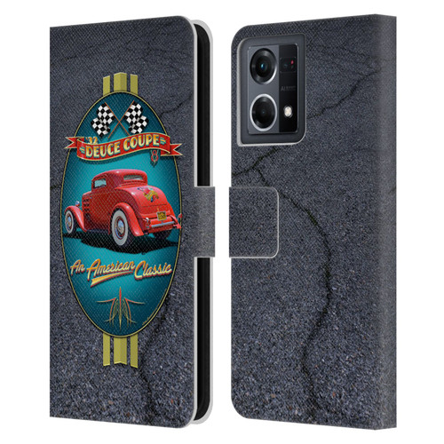 Larry Grossman Retro Collection Deuce Coupe Classic Leather Book Wallet Case Cover For OPPO Reno8 4G