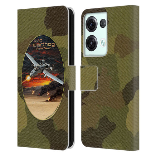 Larry Grossman Retro Collection A-10 Warthog Leather Book Wallet Case Cover For OPPO Reno8 Pro
