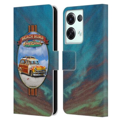 Larry Grossman Retro Collection Beach Bums Surf Patrol Leather Book Wallet Case Cover For OPPO Reno8 Pro