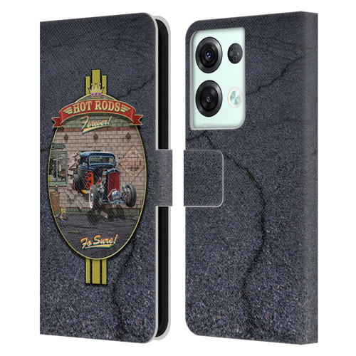 Larry Grossman Retro Collection Hot Rods Forever Leather Book Wallet Case Cover For OPPO Reno8 Pro