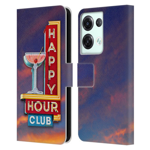 Larry Grossman Retro Collection Happy Hour Club Leather Book Wallet Case Cover For OPPO Reno8 Pro