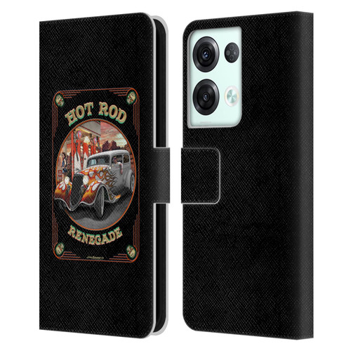 Larry Grossman Retro Collection Hot Rod Renegade Leather Book Wallet Case Cover For OPPO Reno8 Pro