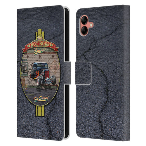 Larry Grossman Retro Collection Hot Rods Forever Leather Book Wallet Case Cover For Samsung Galaxy A04 (2022)