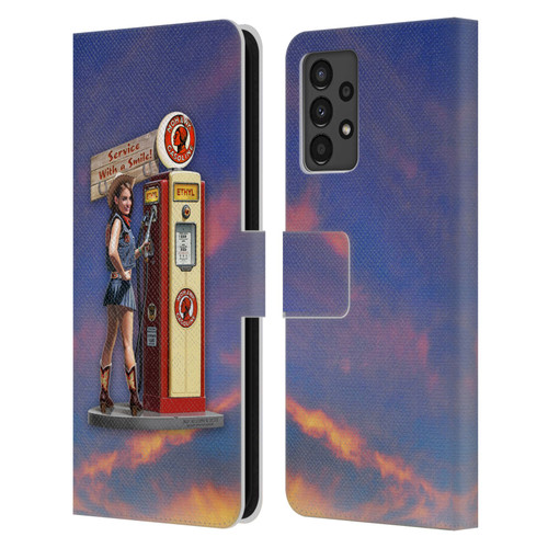 Larry Grossman Retro Collection Gasoline Girl Leather Book Wallet Case Cover For Samsung Galaxy A13 (2022)