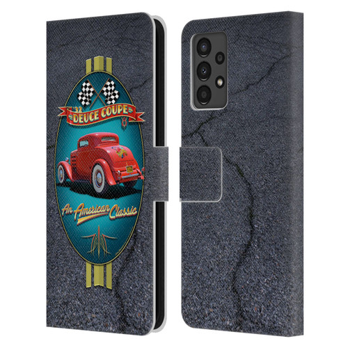 Larry Grossman Retro Collection Deuce Coupe Classic Leather Book Wallet Case Cover For Samsung Galaxy A13 (2022)