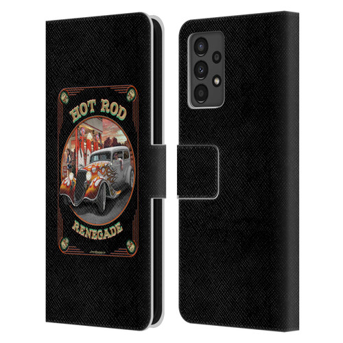 Larry Grossman Retro Collection Hot Rod Renegade Leather Book Wallet Case Cover For Samsung Galaxy A13 (2022)