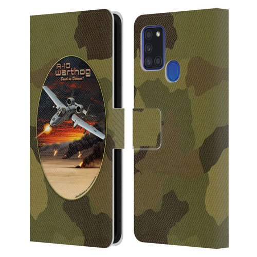 Larry Grossman Retro Collection A-10 Warthog Leather Book Wallet Case Cover For Samsung Galaxy A21s (2020)