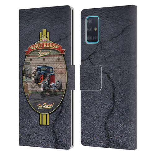 Larry Grossman Retro Collection Hot Rods Forever Leather Book Wallet Case Cover For Samsung Galaxy A51 (2019)
