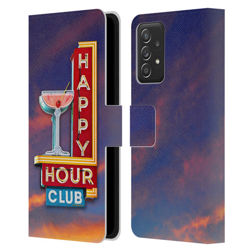 Larry Grossman Retro Collection Happy Hour Club Leather Book Wallet Case Cover For Samsung Galaxy A52 / A52s / 5G (2021)