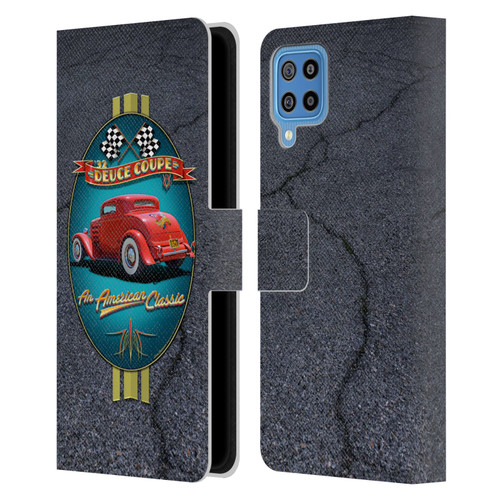 Larry Grossman Retro Collection Deuce Coupe Classic Leather Book Wallet Case Cover For Samsung Galaxy F22 (2021)