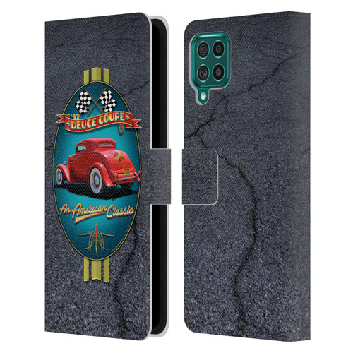 Larry Grossman Retro Collection Deuce Coupe Classic Leather Book Wallet Case Cover For Samsung Galaxy F62 (2021)