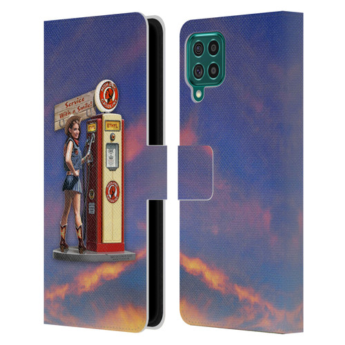 Larry Grossman Retro Collection Gasoline Girl Leather Book Wallet Case Cover For Samsung Galaxy F62 (2021)