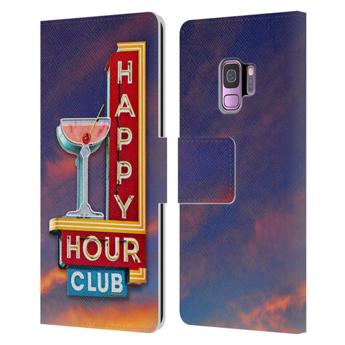 Larry Grossman Retro Collection Happy Hour Club Leather Book Wallet Case Cover For Samsung Galaxy S9